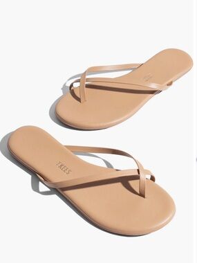 TKEES Flip Flops Riley Leather in Cocobutter Tan Size EU 40 US 9